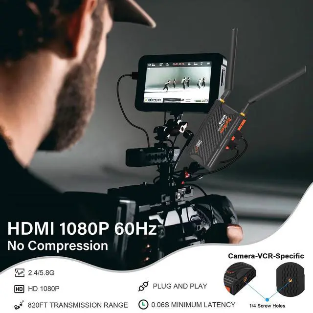 Alt view image 2 of 7 - Wireless HDMI Transmitter and Receiver,1080P Full HD Wireless HDMI Extenders 820FT with Loop-Out and Support IR Remote Streaming from PC,Camera,Laptop,Netflix,Ps4/5 to HDTV/Projector/DSLR