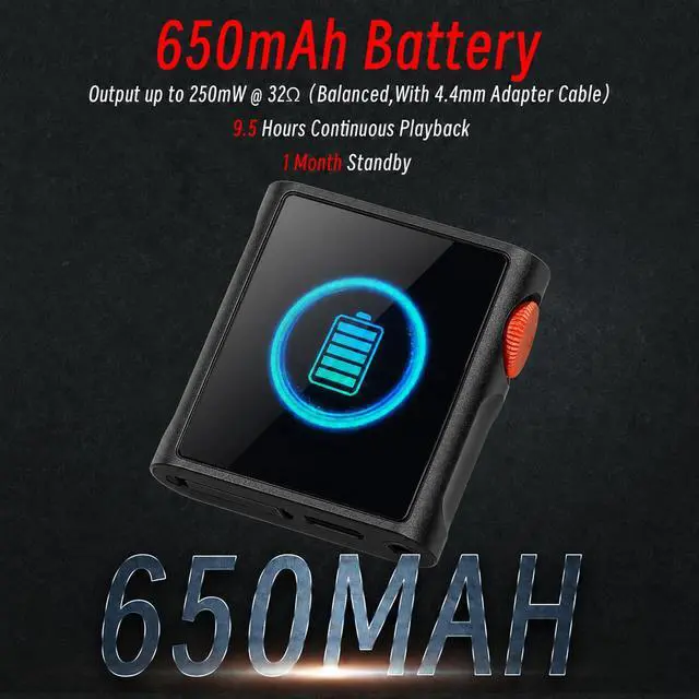 Alt view image 4 of 7 - M0 Pura HiFi Music Player,Hi-Res MP3 Player,DAC/AMP,2X CS43131 DAC,Bluetooth 5.0,APP Control,LDAC/SBC/AAC,3.5mm/Type-C Jack,Support USB Audio 384kHz /32bit,250mW@32,MTouch OS (M0 Pura BK)