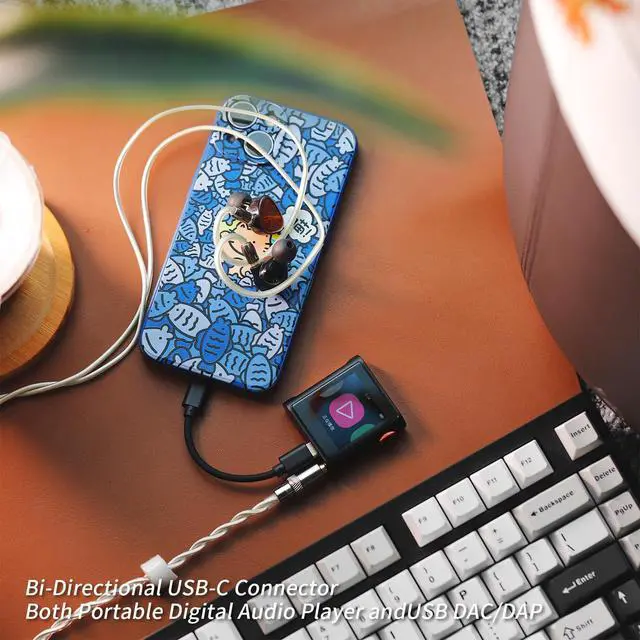 Alt view image 6 of 7 - M0 Pura HiFi Music Player,Hi-Res MP3 Player,DAC/AMP,2X CS43131 DAC,Bluetooth 5.0,APP Control,LDAC/SBC/AAC,3.5mm/Type-C Jack,Support USB Audio 384kHz /32bit,250mW@32,MTouch OS (M0 Pura BK)