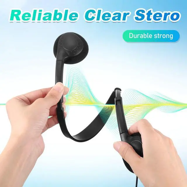 Alt view image 4 of 7 - 100 Pack Headphones for Classroom Bulk Students Adjustable Headphones Wired Pack Black Over the Head Earphones with 3.5 mm Plug for School Library Museums Charity Donate(Black)