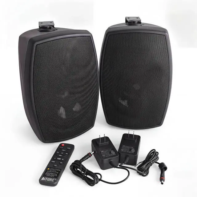 Main image of 6.5 Inch Wall Mounted Bluetooth 5.4 Speakers, Peak 400W Indoor/Outdoor Waterproof Multi-Sync 200 Speakers/Auto-Pairing/Remote Control, 120 FT Range for Patio/Garage/Home (NO MIC,Black, Pair)