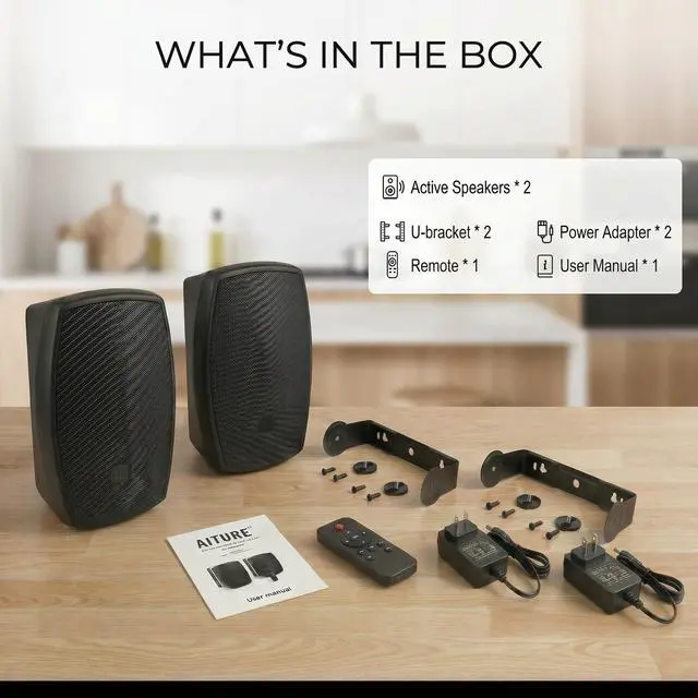 Alt view image 6 of 7 - 6.5 Inch Wall Mounted Bluetooth 5.4 Speakers, Peak 400W Indoor/Outdoor Waterproof Multi-Sync 200 Speakers/Auto-Pairing/Remote Control, 120 FT Range for Patio/Garage/Home (NO MIC,Black, Pair)