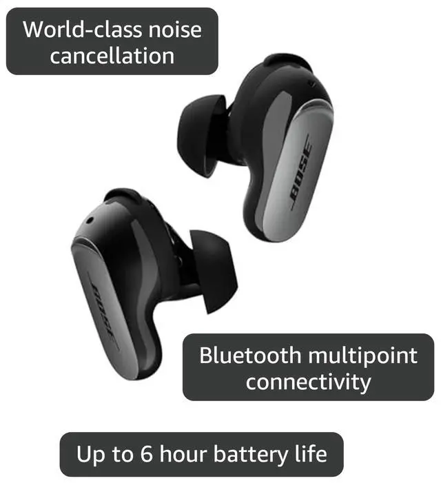 Alt view image 3 of 7 - QuietComfort Ultra Earbuds (2nd Gen) - Wireless Noise Cancelling Earbuds with Mic, Immersive Audio, USB-C Charging, Up to 6 Hours Battery, IPX4 Rating, Black