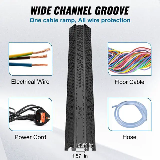 Alt view image 3 of 7 - 3 PCs Drop Over Cable Cover Ramp, 2,000 lbs/axle Load Capacity, Heavy Duty Cable Hose Protector Ramp, Floor Cord Cover for High Walking Traffic Areas Indoor Outdoor Home Office Warehouse School