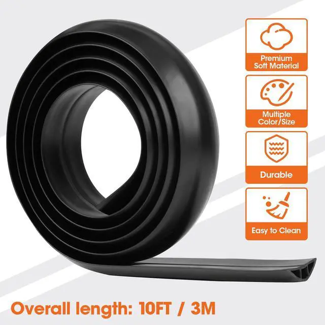 Alt view image 4 of 6 - 10 FT Floor Cord Cover, Cord Covers for Wires on Floor, Cord Protector, Floor Cable Cover, Hide Extension Cord Covers for Floor, Cable Cavity: 0.47" (W) x 0.29" (H), Black