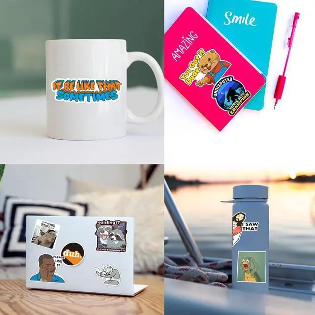 Alt view image 3 of 7 - 306pcs Funny Meme Vinyl Stickers Pack, Large Bulk Sticker for Laptop, Phone, Water Bottles, Computer Cars... Vine Sticker Decal DIY Décor for Bumper Accesory