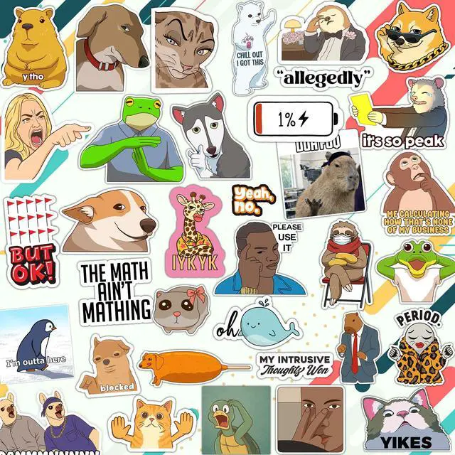 Alt view image 2 of 7 - 306pcs Funny Meme Vinyl Stickers Pack, Large Bulk Sticker for Laptop, Phone, Water Bottles, Computer Cars... Vine Sticker Decal DIY Décor for Bumper Accesory
