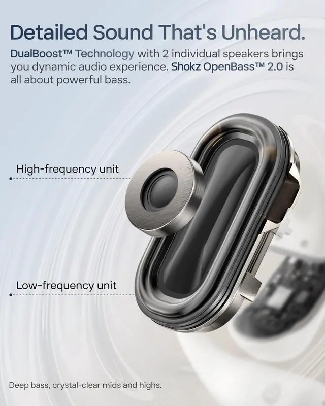 Alt view image 3 of 7 - OpenFit 2+ Open-Ear Earbuds, Black, Dolby Audio,Wireless Charging | Soft Ear Hooks IP55 Water-Resistant; USB-C Fast Charging48H Playtime; Gym/outdoor/home use