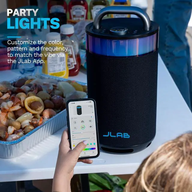 Alt view image 3 of 7 - Epic Party, Portable Bluetooth Speaker, 360-Degree Sound, RGB LED Lighting, Black