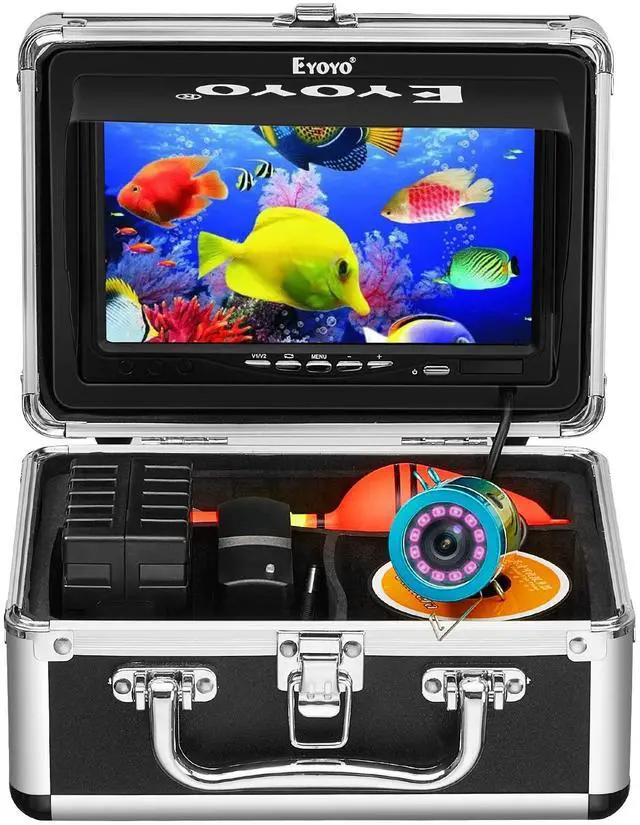 Main image of Underwater Fishing Camera 7 inch LCD Monitor Fish Finder 1000TVL | Waterproof Fishing Camera, 12pcs Infrared Lights, 4500mAh 8H Battery, Sun Visor, Portable Case For Lake, Boat, Ice Fishing