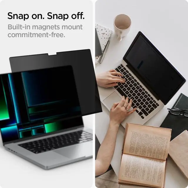 Alt view image 6 of 7 - SafeView Screen Protector for MacBook Pro 14" M1-M5 Series | Privacy filter blocks side-angle views, anti-glare, easy install, magnetic attachment, precise cutouts and webcam clearance