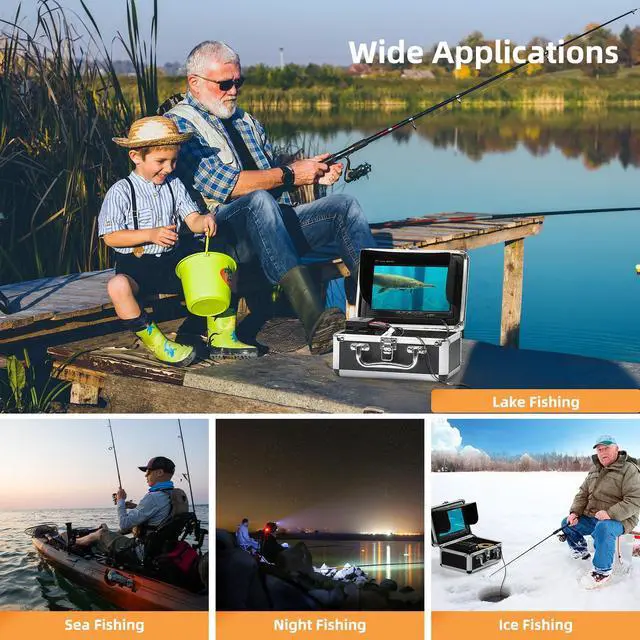 Alt view image 5 of 6 - Underwater Fishing Camera 7 inch LCD Monitor Fish Finder 1000TVL | Waterproof Fishing Camera, 12pcs Infrared Lights, 4500mAh 8H Battery, Sun Visor, Portable Case For Lake, Boat, Ice Fishing