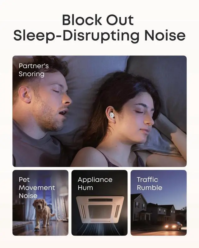 Alt view image 3 of 7 - Sleep A30 Special by Anker, Noise Reduction Sleep Earbuds | Noise Reduction, Adaptive Snore Masking, Ultra Comfort for Side Sleepers, Vast Sleep Audio, 8-10H Playtime, Sleep Headphones
