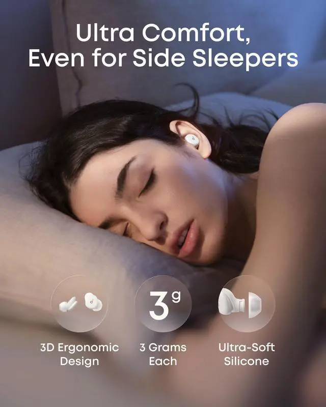 Alt view image 6 of 7 - Sleep A30 Special by Anker, Noise Reduction Sleep Earbuds | Noise Reduction, Adaptive Snore Masking, Ultra Comfort for Side Sleepers, Vast Sleep Audio, 8-10H Playtime, Sleep Headphones