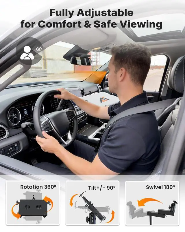 Alt view image 6 of 7 - Truck Laptop Mount Fit for Dodge Ram 2500 3500 4500 5500 (DS/HD Platform 2012-2026), No-Drilling Vehicle Computer Stand, Work Mobile Office Mount, (Not Compatible with RAM 1500 DT)