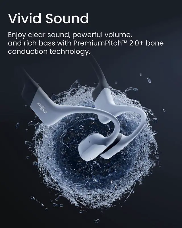 Alt view image 6 of 7 - OpenSwim Pro Open-Ear MP3 Headphones, Grey, IP68 Waterproof, 32GB MP3