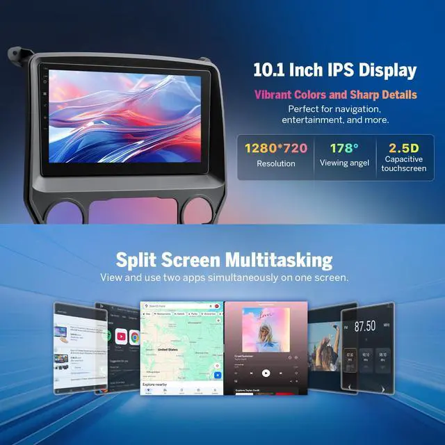 Alt view image 4 of 7 - 4+64GB 10.1" GMSX7A Car Stereo for Chevy Silverado GMC | CarPlay Bluetooth 5.4 swc support plug and play Android 14 for Chevy Chevrolet Silverado 2014-2018