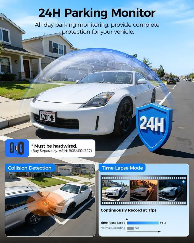 Alt view image 6 of 7 - M350 4 Channel 360 Dash Cam Front 2.5K,1080P Rear Left Right Camera for Cars, IR Night Vision Built-in GPS with Find My Voice Control, 5G WiFi,Supercapacitor,24/7 Recording,128GB (64, GB)