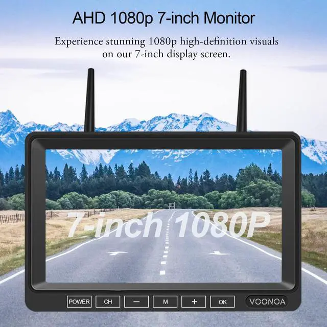 Alt view image 2 of 7 - 1080P Wireless RV Camera System, IP69 Waterproof Night Vision Backup Camera Side Rear View Camera with 7 Inch HD Monitor for RV Truck Trailer Camper