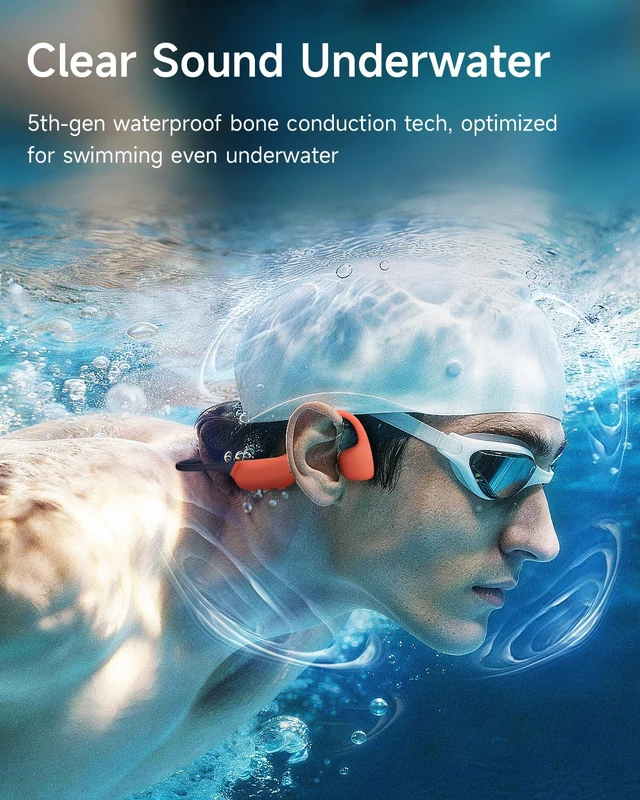 Alt view image 6 of 7 - Bone Conduction Swimming Headphones with 32GB MP3 Player IP68 Waterproof Open-Ear Wireless Sports Headphones, 10H Playtime, Bluetooth 6.0, Secure Fit for Running Swimming Surfing