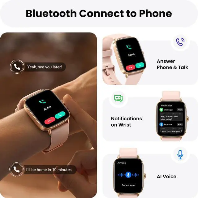 Alt view image 2 of 7 - Smart Watch for Women Answer Phone Health Monitoring with 2 Bands | 10-Day Long Battery Life,Fast Charge, Sleep Monitoring, All-day Activity Tracking, IP68 Waterproof, 100+ Watch Face