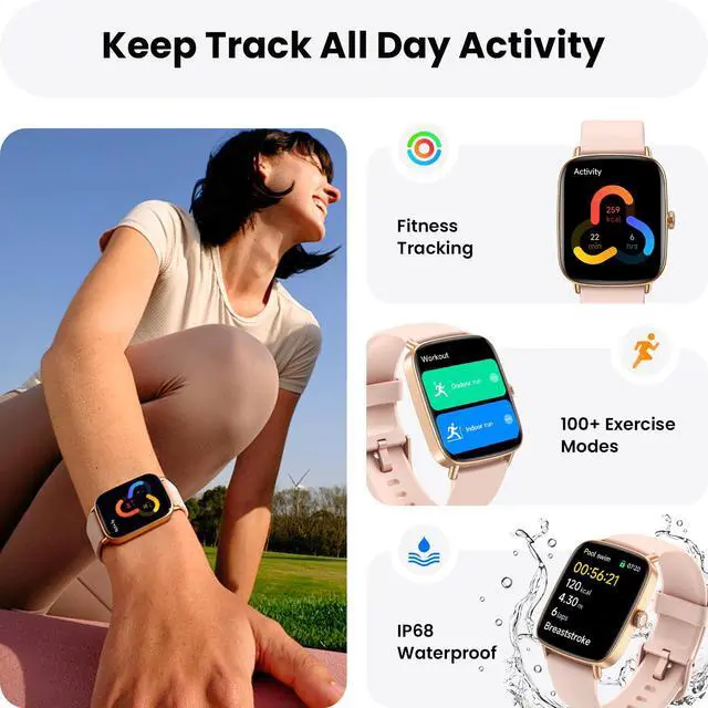 Alt view image 3 of 7 - Smart Watch for Women Answer Phone Health Monitoring with 2 Bands | 10-Day Long Battery Life,Fast Charge, Sleep Monitoring, All-day Activity Tracking, IP68 Waterproof, 100+ Watch Face