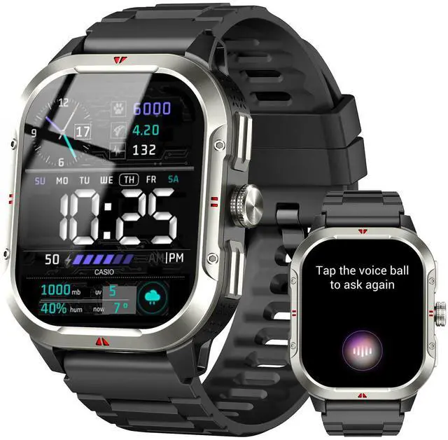 Main image of Smart Watch for Men Built-in GPS, 2.06" Military Fitness Tracker IP68 Waterproof, Fitness Watch with Heart Rate/Sleep, Smartwatch with Answer/Make Calls, 100+ Sport Modes for iPhone/Android, Black