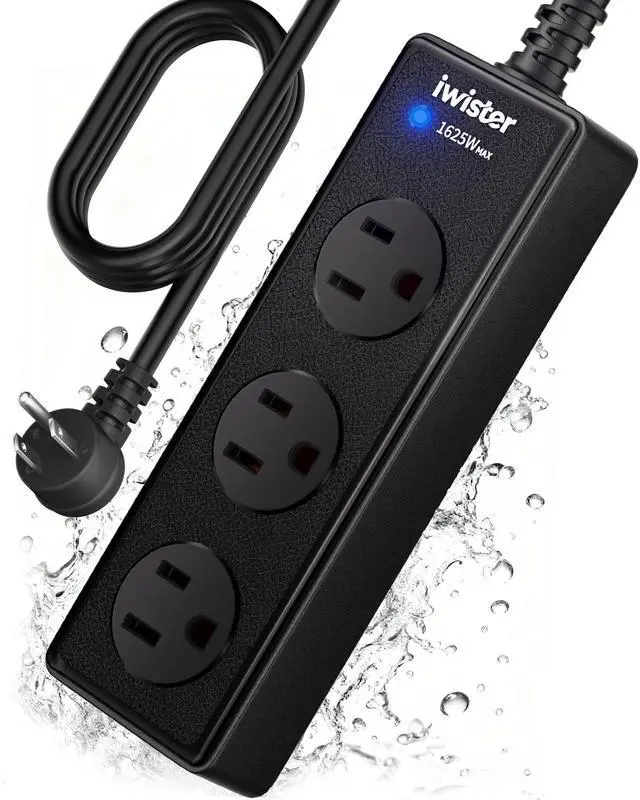 Main image of Outdoor Power Strip Weatherproof, 3 AC Outlets, 1625W/13A High-Power Single-Device Use, IPX6 Waterproof Extension Cord for Backyard, Patio, Home Office, Garage, Workshop, Camping, 3FT