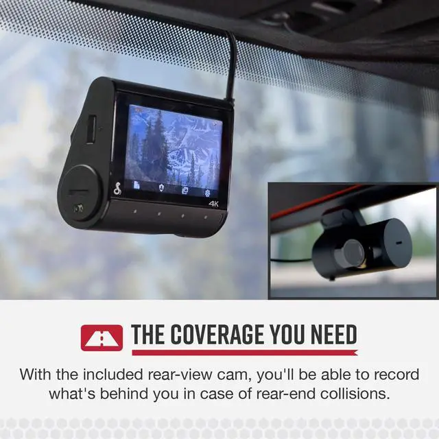 Alt view image 2 of 7 - Smart Dual View Front and Rear Dash Cam (SC 250R), True 4K Resolution | 360 Alerts, Parking Live View, Incident Reports, Emergency Mayday, 32 GB SD Card Included, CarPlay & Android Auto