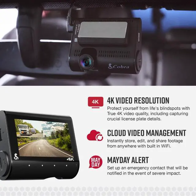 Alt view image 3 of 7 - Smart Dual View Front and Rear Dash Cam (SC 250R), True 4K Resolution | 360 Alerts, Parking Live View, Incident Reports, Emergency Mayday, 32 GB SD Card Included, CarPlay & Android Auto