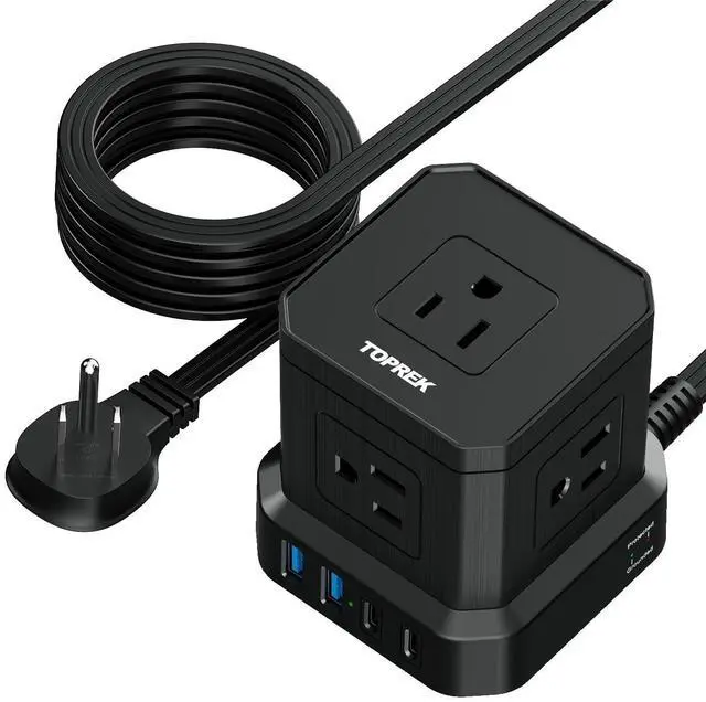Main image of Power Strip Surge Protector (700J), 10 FT Flat Extension Cord with 5 Outlets, 2 USB-C & 2 USB-A, Power Strip with USB for Home, Office, Dorm, Hotel, Travel, Compact Desk Charging Station