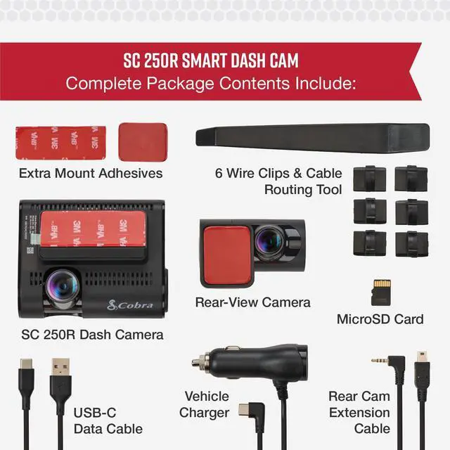 Alt view image 7 of 7 - Smart Dual View Front and Rear Dash Cam (SC 250R), True 4K Resolution | 360 Alerts, Parking Live View, Incident Reports, Emergency Mayday, 32 GB SD Card Included, CarPlay & Android Auto