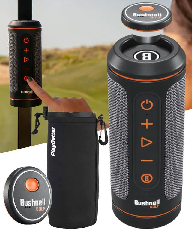 Alt view image 2 of 7 - Bushnell Wingman 2 Golf GPS Speaker Protective Pouch Bundle | Audible GPS & Remote, Music, BITE Magnetic Cart Mount, 40,000+ Courses, 14+ Hours Battery & External Battery Indicator