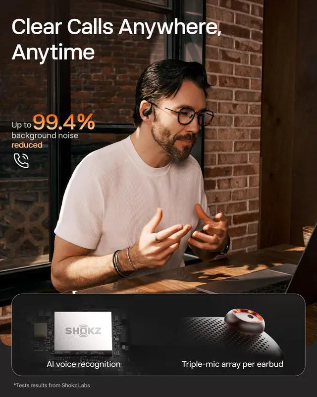 Alt view image 7 of 7 - OpenFit Pro Open-Ear Earbuds with Noise Reduction, Dolby Atmos, Black | Bundle with Gym Bag; Deep Bass, 50H Playtime, AI call clarity; Bluetooth 6.1; IP55 Secure all-day fit; Gym/Office/Cafe use