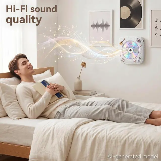 Alt view image 4 of 7 - CD Player Portable Bluetooth Rechargeable: CD Players for Home with 1800mAh Desktop Wall CD Player with Speakers Music Player CD Boombox FM Radio USB Remote Control