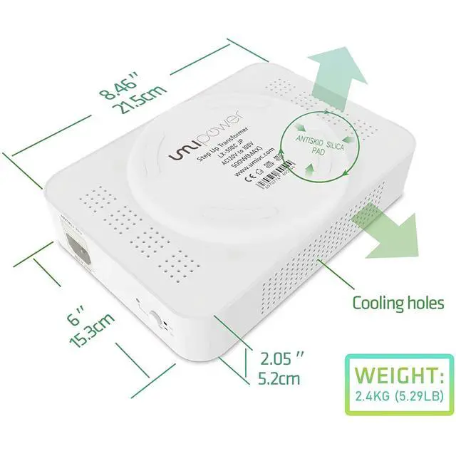 Alt view image 4 of 7 - 120V to 100V 500W Step Down Voltage Converter for Japan appliances in US | Toroidal Transformer 120v to 100v,Japanese Use in US Canada Mexico,Heavy Duty Power,Safe and Effective,White