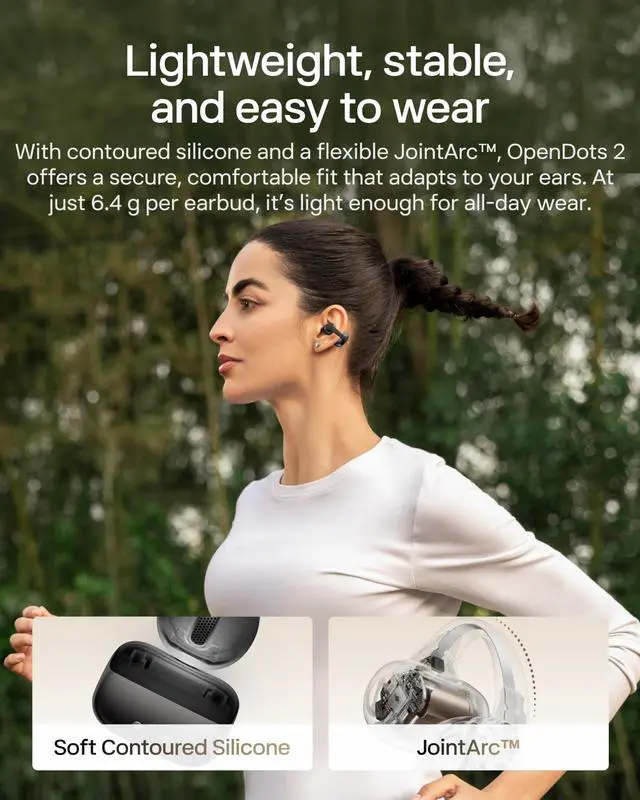 Alt view image 5 of 7 - OpenDots 2 Open-Ear Clip-On Earbuds, Black, Dolby Audio, 3 Mics