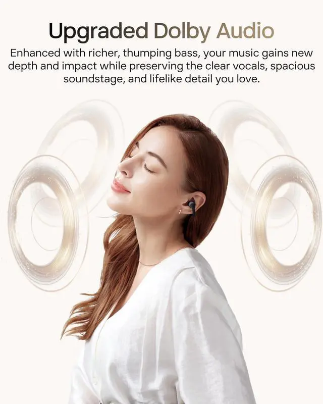 Alt view image 4 of 7 - OpenDots 2 Open-Ear Clip-On Earbuds, Black, Dolby Audio, 3 Mics