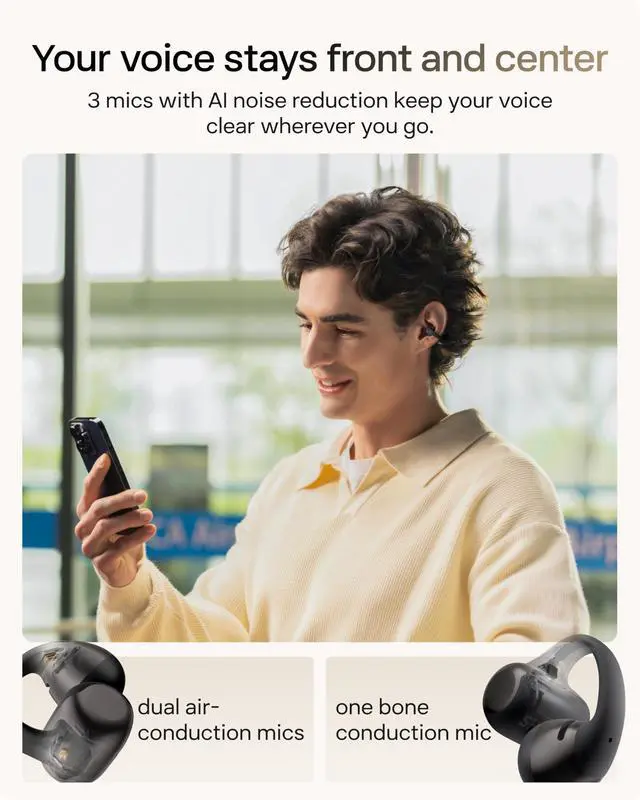 Alt view image 6 of 7 - OpenDots 2 Open-Ear Clip-On Earbuds, Black, Dolby Audio, 3 Mics