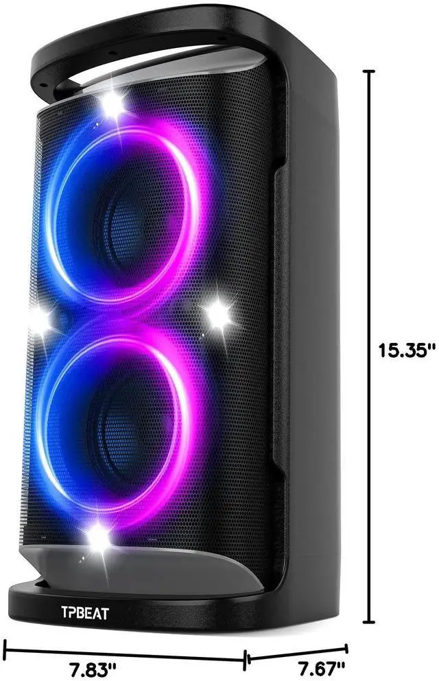 Alt view image 7 of 7 - Portable Bluetooth Speaker: 160W Peak Powerful Loud Sound Deep Bass Wireless Boombox Large Subwoofer 15 Hours Battery Life Fast Charging with Led Light Show for Party Outdoor Camping Backyard