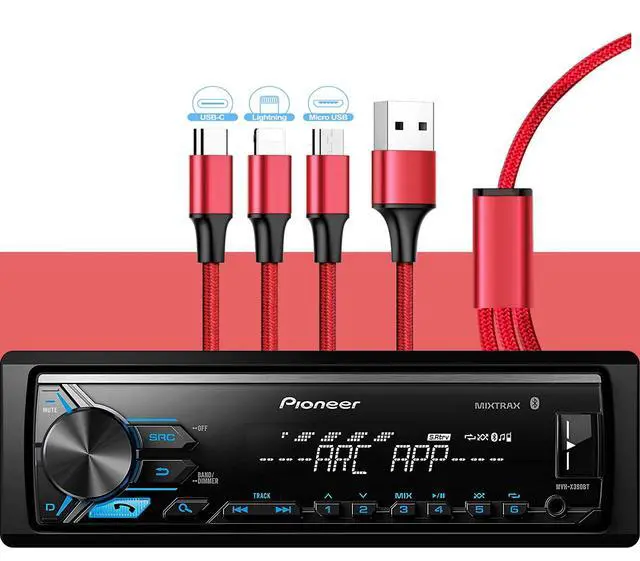 Alt view image 5 of 7 - MVH-X390BT Digital Media Receiver with ARC app, MIXTRAX, Built-in Bluetooth and USB Direct Control for iPod/iPhone and Android Phones & zonoz 3 in 1 Multi USB Charging Cable (Bundle)
