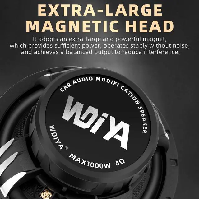 Alt view image 6 of 7 - Upgrade 6.5" Car Speakers 1000W Peak Power - High-Performance Carbon Fiber Cone Woofers, Bullet Head Design for Clear Bass & Stereo Sound, Door Audio System (2 Speakers)