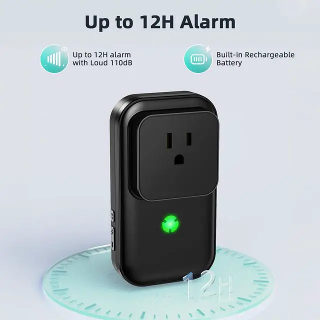 Alt view image 4 of 7 - Power Failure Alarm, Freezer Power Outage Alarm 7 Sirens, Freezer Alarm | 0-110dB Adjustable, LED Indicator, 12H Alert, Power Loss Alarm Monitor, for Refrigerator, Sump Pumps, Aquarium