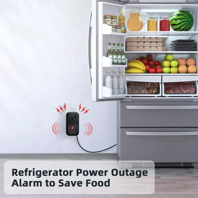 Alt view image 2 of 7 - Power Failure Alarm, Freezer Power Outage Alarm 7 Sirens, Freezer Alarm | 0-110dB Adjustable, LED Indicator, 12H Alert, Power Loss Alarm Monitor, for Refrigerator, Sump Pumps, Aquarium