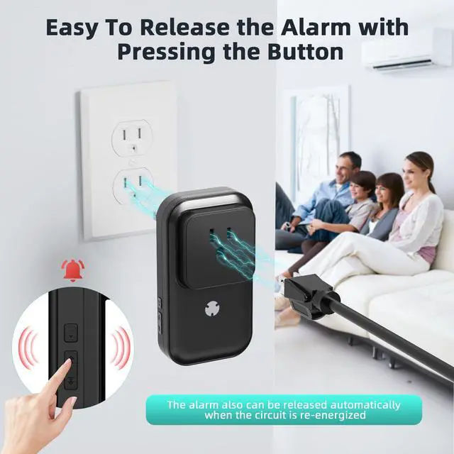 Alt view image 6 of 7 - Power Failure Alarm, Freezer Power Outage Alarm 7 Sirens, Freezer Alarm | 0-110dB Adjustable, LED Indicator, 12H Alert, Power Loss Alarm Monitor, for Refrigerator, Sump Pumps, Aquarium