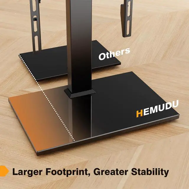 Alt view image 5 of 7 - Universal TV Stand - Table Top TV Stand for 27-60 inch LCD LED TVs - 6 Level Height Adjustable TV Base Stand with Tempered Glass Base & Wire Management, VESA 400x400mm