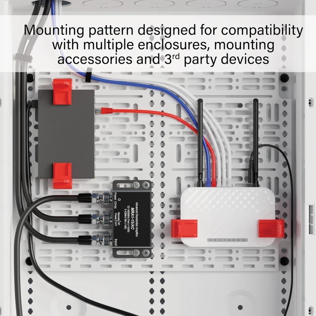 Alt view image 3 of 6 - Legrand OnQ Universal Mounting Plate 10 Inch, Secure Devices In Structured Media Enclosure, With 2 Ratchet Clamps, Recessed Wall Plate To Organize Cable, White, AC1040F