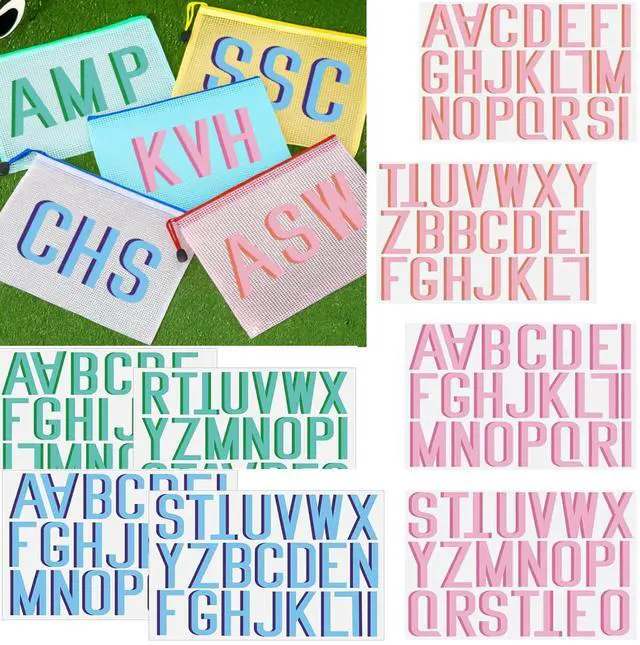 Main image of 8 Sheet Personalized UV DFT Vinyl Letter Stickers Waterproof Shadow Monogram Decal Luggage Sticker for Bag, Cup, Tumbler, Laptop, Luggage DIY Crafts Cars Decor(Pastel Mix)