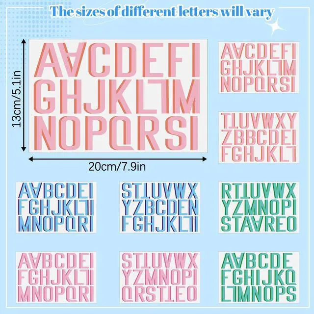 Alt view image 3 of 6 - 8 Sheet Personalized UV DFT Vinyl Letter Stickers Waterproof Shadow Monogram Decal Luggage Sticker for Bag, Cup, Tumbler, Laptop, Luggage DIY Crafts Cars Decor(Pastel Mix)