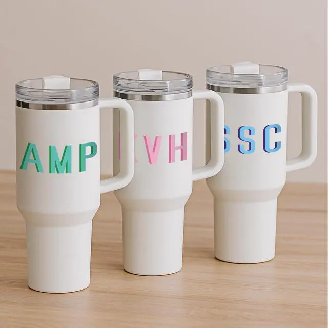 Alt view image 4 of 6 - 8 Sheet Personalized UV DFT Vinyl Letter Stickers Waterproof Shadow Monogram Decal Luggage Sticker for Bag, Cup, Tumbler, Laptop, Luggage DIY Crafts Cars Decor(Pastel Mix)